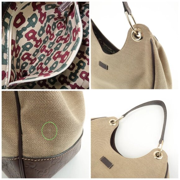 Authentic GUCCI Canvas Leather Shoulder Bag Beige Brown - Picture 16 of 16